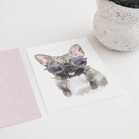 Watercolor French Bulldog Pet Dog Wall Art Illustration Print Poster Unframed - Picture 6 of 14